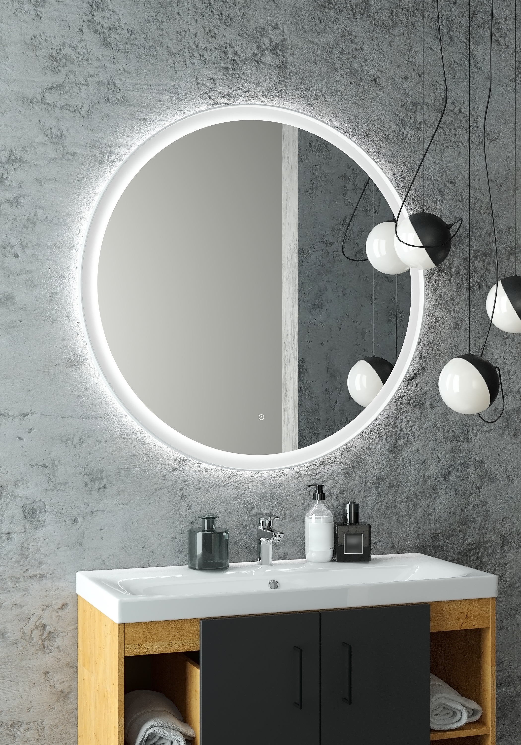 Зеркало "Planet white Led" D 600 с бесконтактным сенсором