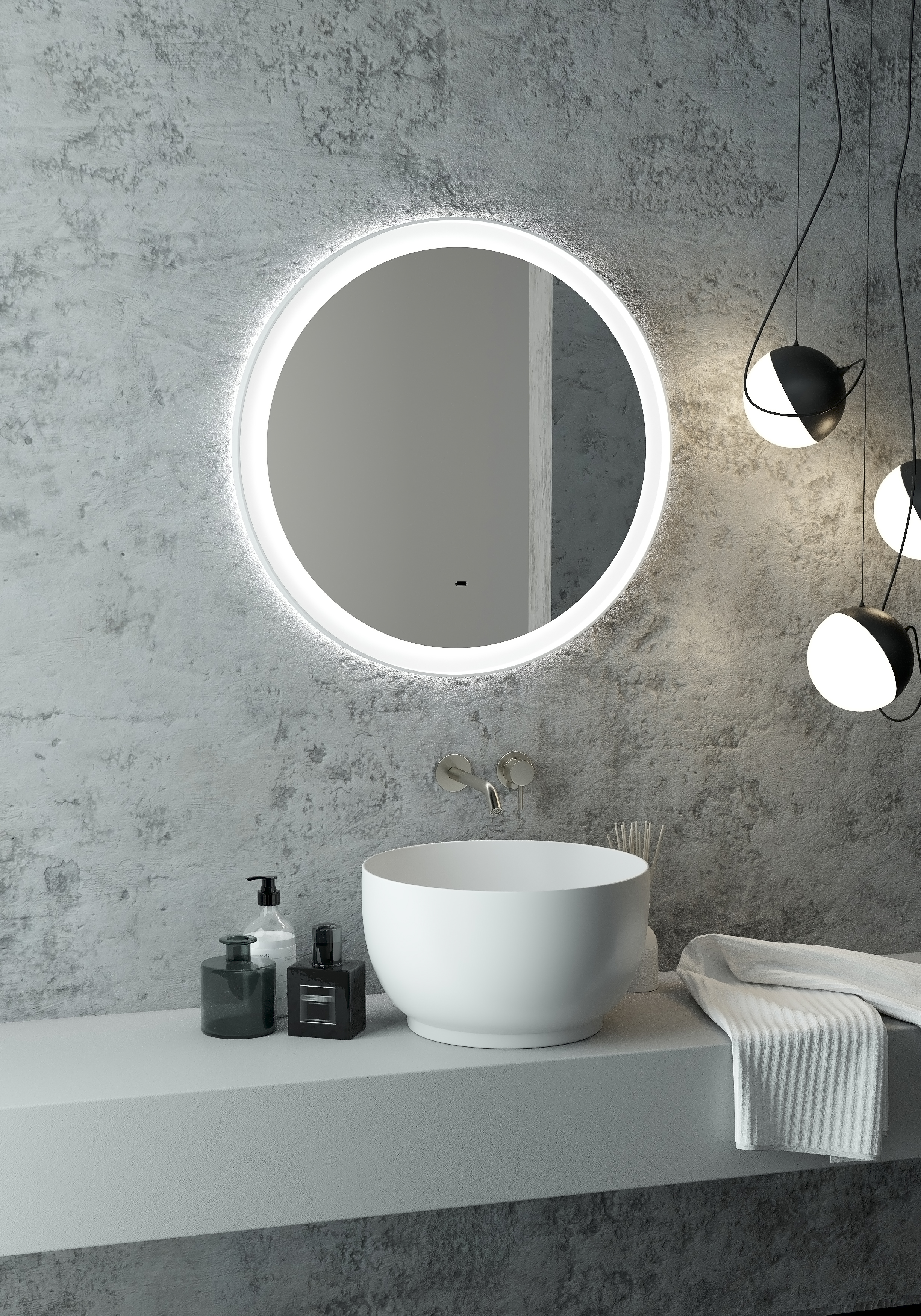 Зеркало "Planet white Led" D 700 с бесконтактным сенсором
