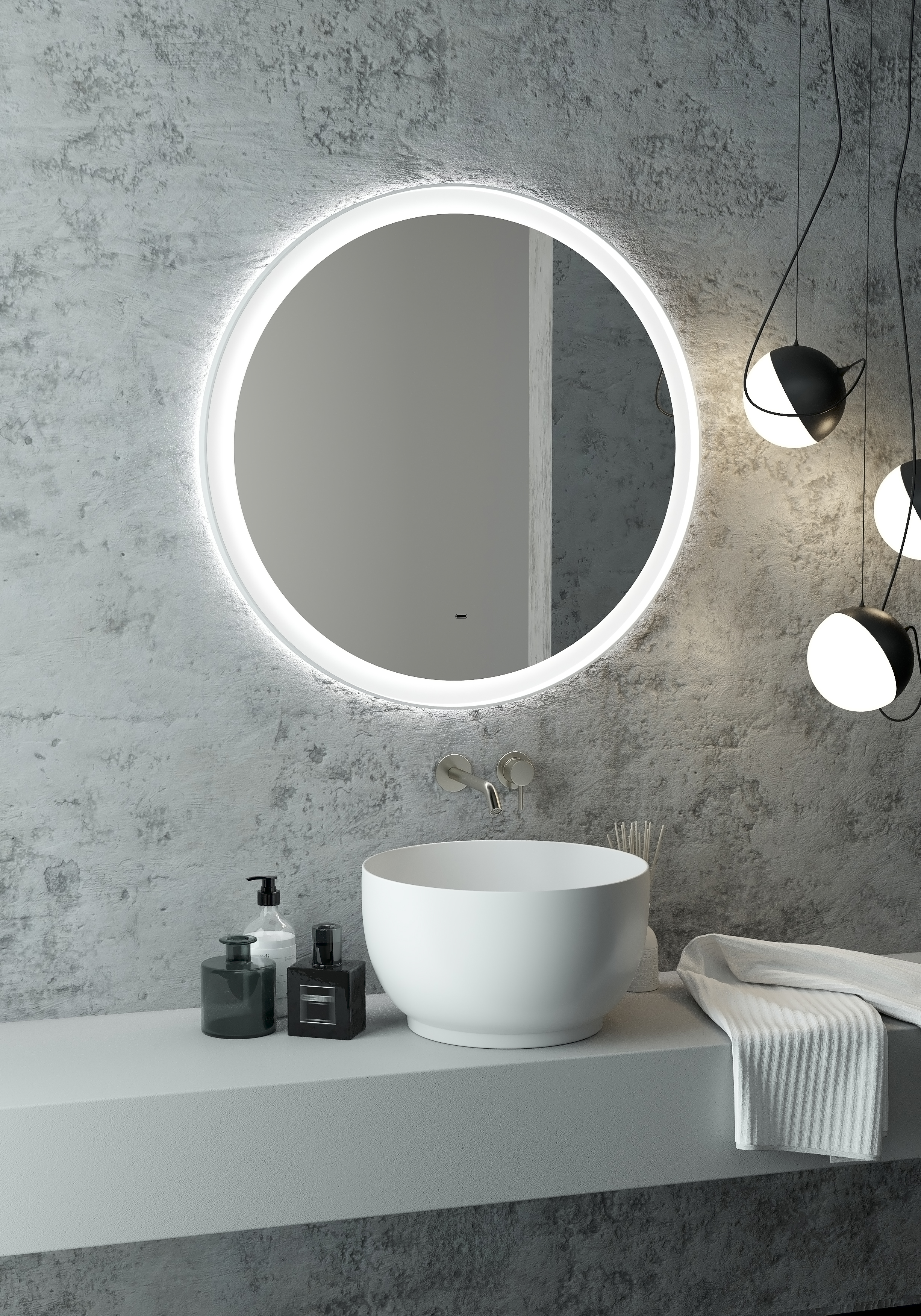 Зеркало "Planet white Led" D 800 с бесконтактным сенсором