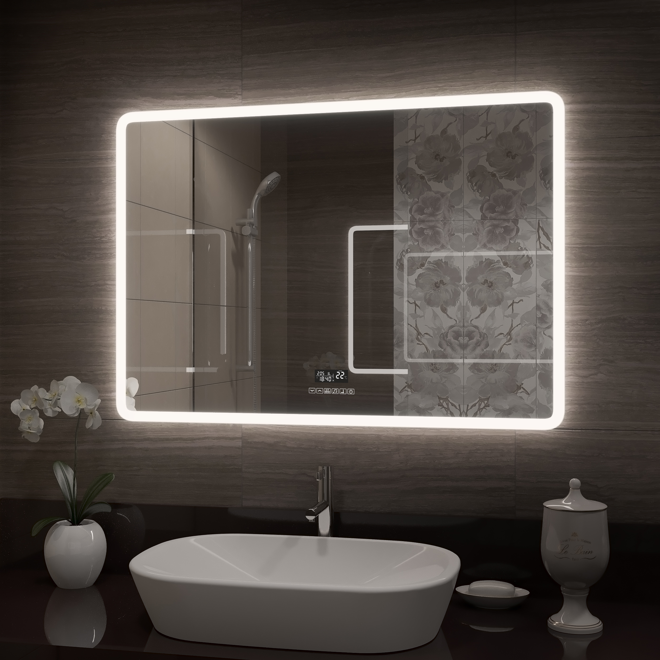 Зеркало "Demure LED" 800х600 с многофункциональной панелью
