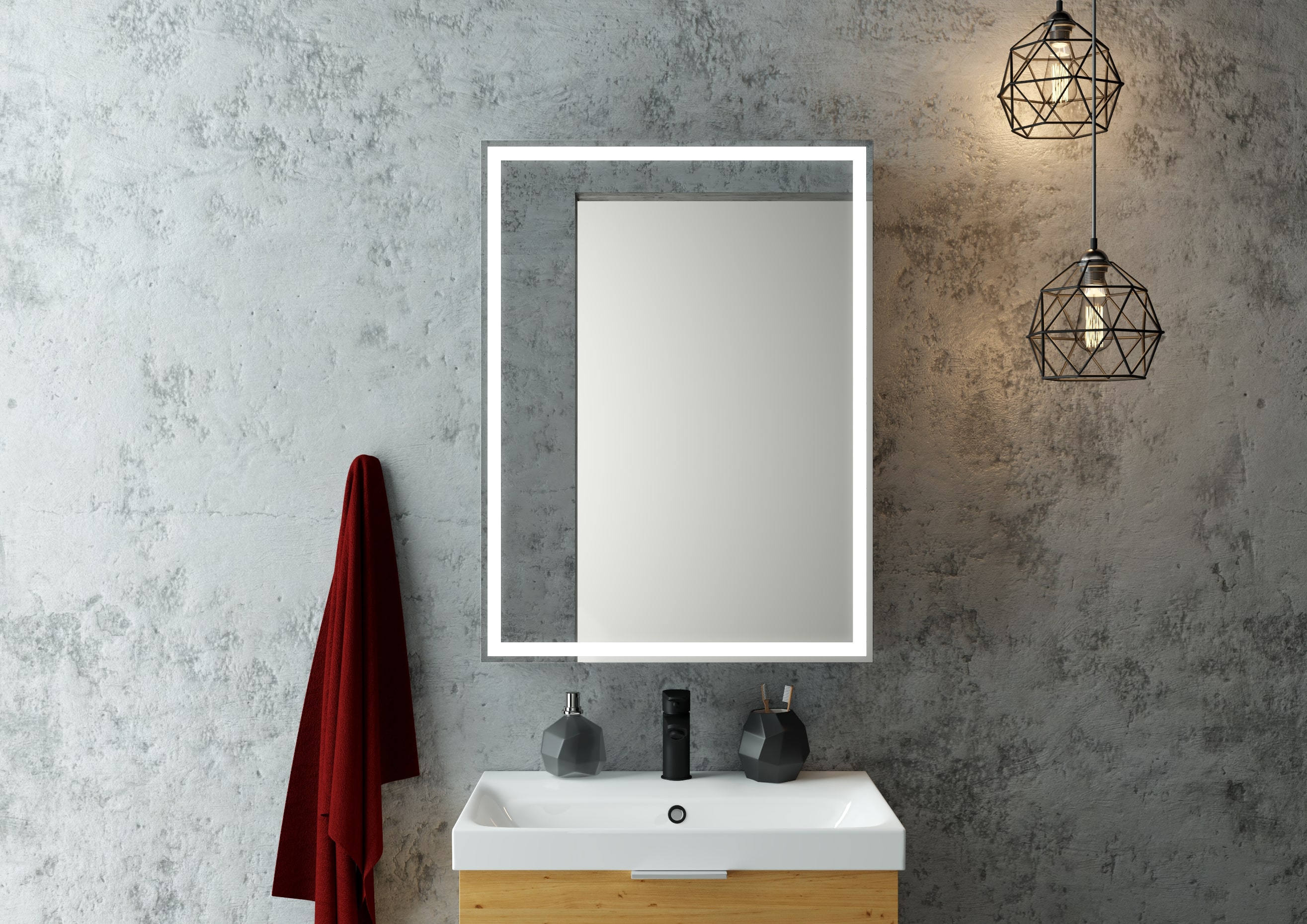 Зеркало-шкаф "Mirror Box black Led" 600х800