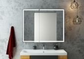 Зеркало-шкаф "Mirror Box black Led" 1000х800